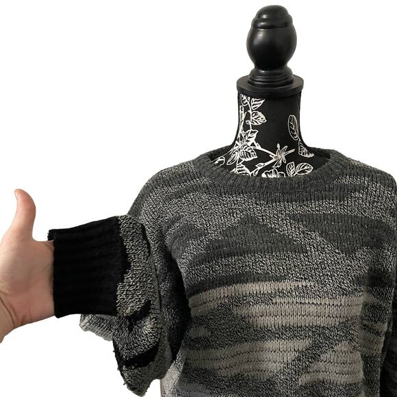 Vintage Van Cort Crewneck Sweater Gray Knit Geometric Retro Funky USA Size Large - Picture 2 of 8